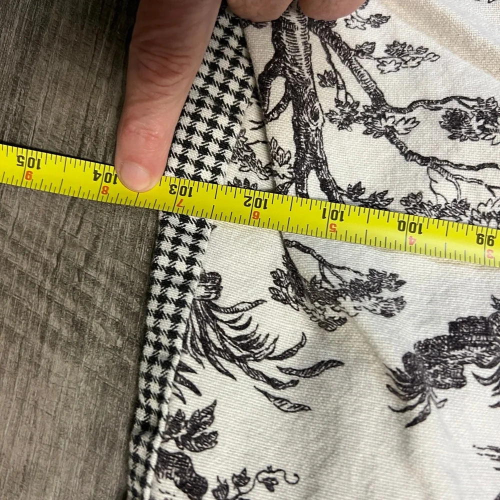VTG Toile de Jouy Reversible Duvet Cover Black White Houndstooth French Country